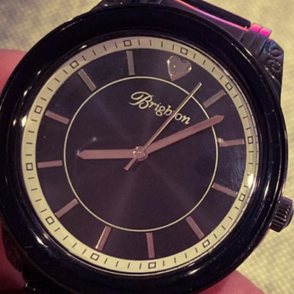 Brighton Large Face Black Link Carpenteria Retired/Vintage Watch Size 6.5 inches